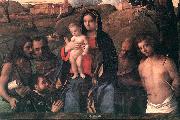 Madonna and Child with Four Saints and Donator BELLINI, Giovanni